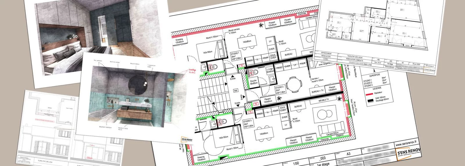 Plans d’aménagement et vues 3D de projets de rénovation